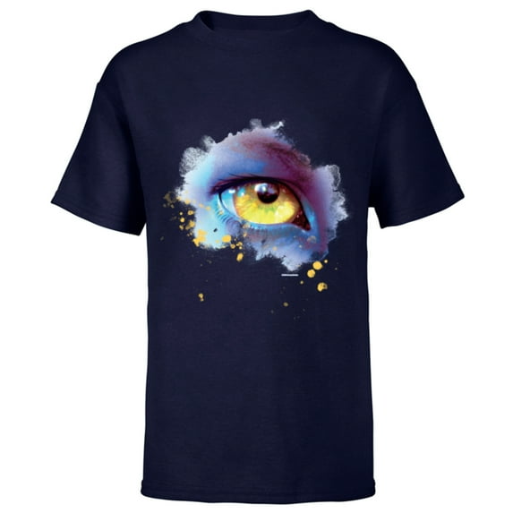 Avatar: The Way of Water Na’vi Golden Eye Watercolor - Short Sleeve T-Shirt for Kids - Customized-Athletic Navy