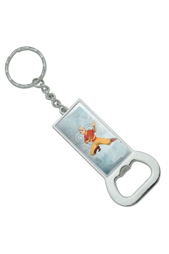 Avatar the Last Airbender Aang Keychain Rectangle Chrome Plated Metal Bottle Cap Opener
