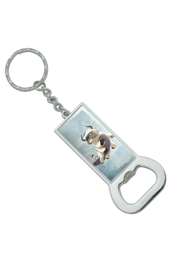 Avatar the Last Airbender Appa & Momo Keychain Rectangle Chrome Plated Metal Bottle Cap Opener