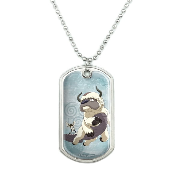 Avatar the Last Airbender Appa & Momo Military Dog Tag Pendant Necklace with Chain
