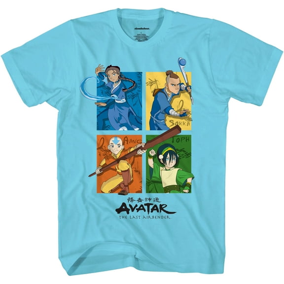 Avatar the Last Airbender T-Shirt for Boys or Girls - Blue Panel Character Shirt, Light Blue, X-Small