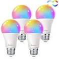 thumbnail image 1 of AvatarControls 4 Pack APP Control Smart Bulbs E26 RGBW Dimmable Multicolor WiFi Smart LED Lights, A19 900LM 70 Watt Equivalent, 1 of 6