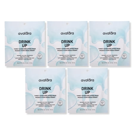 Avatara Drink Up Thirst-Quenching Hydration Face Masks for All Skin Types, 5 Sheet Masks