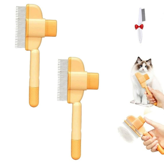 Avatore Zenbrush, Zen Brush for Cats, Zenbrush Cat Comb, Pet Comb for Dogs & Cats, Cat Dog Pet Grooming Brush for Cleaning Shedding Hairs (2PcsYellow)