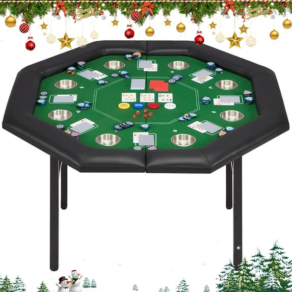 Avawing Foldable, Easy Assembly 8-Player Poker Table, Green