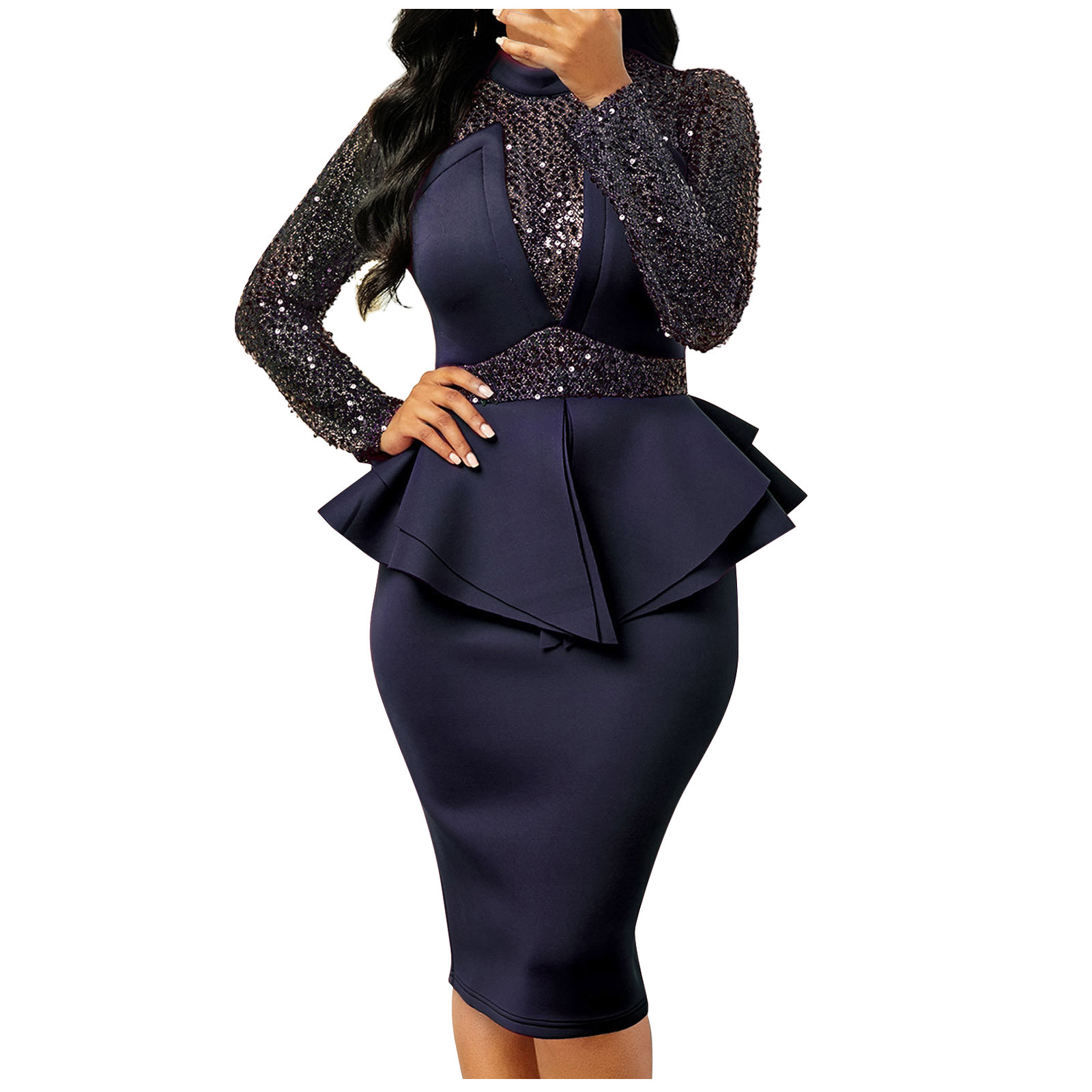 Avdjesfny Elegant Peplum Dresses for Women Business Knee