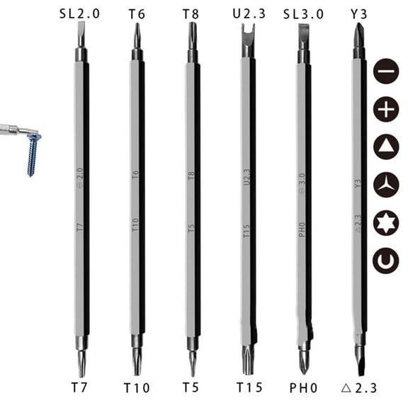 Avdolw 1 YU - shaped Multi - function Household Screwdriver Set, Vanadium Steel Magnetic Precision Tool for Repairing Appliances and Electronics, Includes 1 Handle and 6 Bits,Multicolor