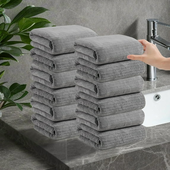 Avdolw 12-Pack Cotton Bath Towels - Thick, Soft, Absorbent, Multipurpose for Bathroom/Spa/Pool, 29x13.39 In