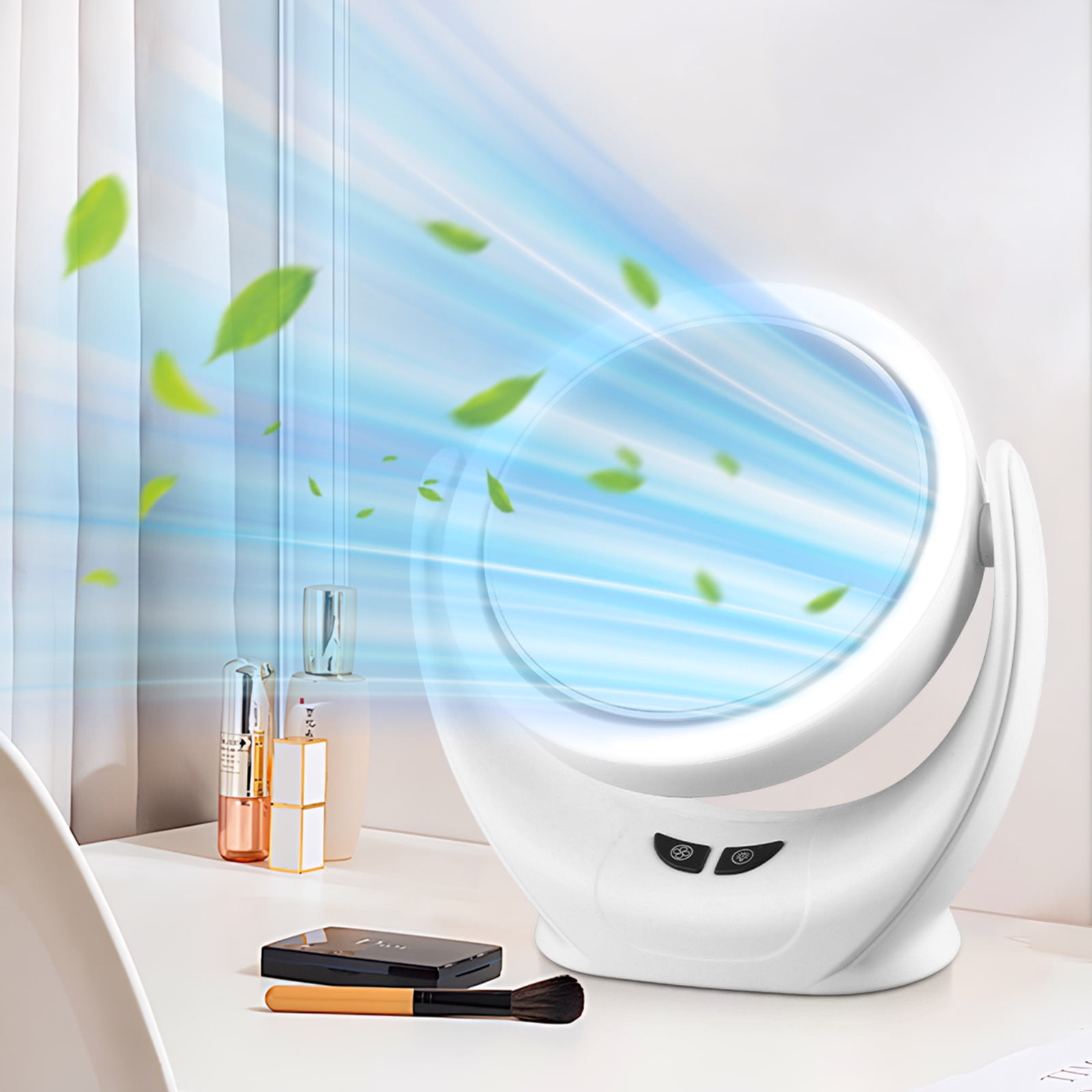 Avdolw 3-in-1 Portable Fan with LED Mirror Light - Ideal for Makeup and ...