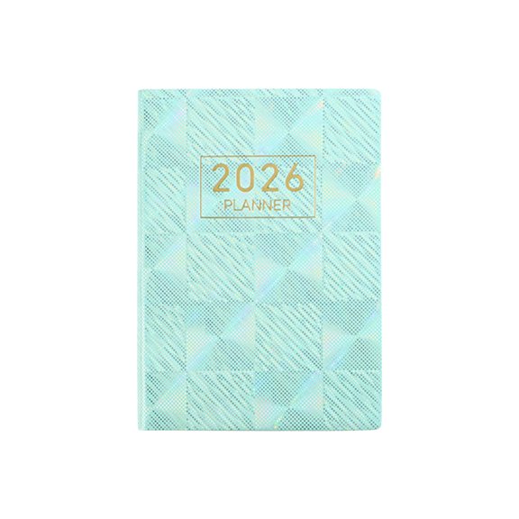 Avdolw A7 Portable English Schedule Notebook | Starlight Faux Leather Planner | Compact Daily Organizer for Note - Taking and Journaling,Green
