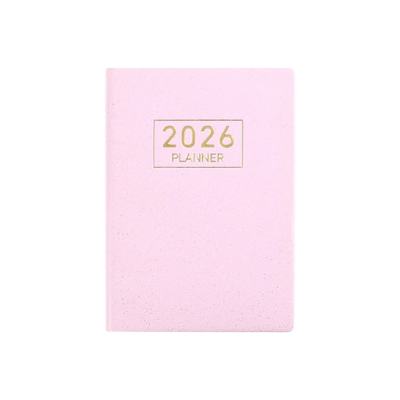Avdolw A7 Portable English Schedule Notebook | Starlight Faux Leather Planner | Compact Daily Organizer for Note - Taking and Journaling,Pink