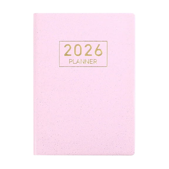 Avdolw A7 Portable English Schedule Notebook | Starlight Faux Leather Planner | Compact Daily Organizer for Note - Taking and Journaling,Pink