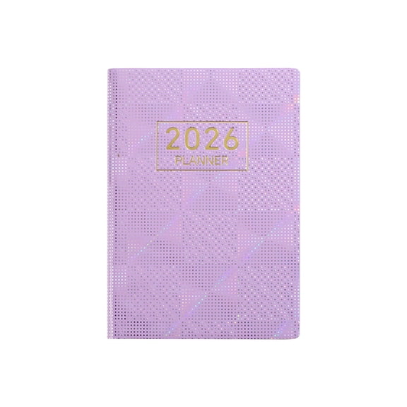 Avdolw A7 Portable English Schedule Notebook | Starlight Faux Leather Planner | Compact Daily Organizer for Note - Taking and Journaling,Purple