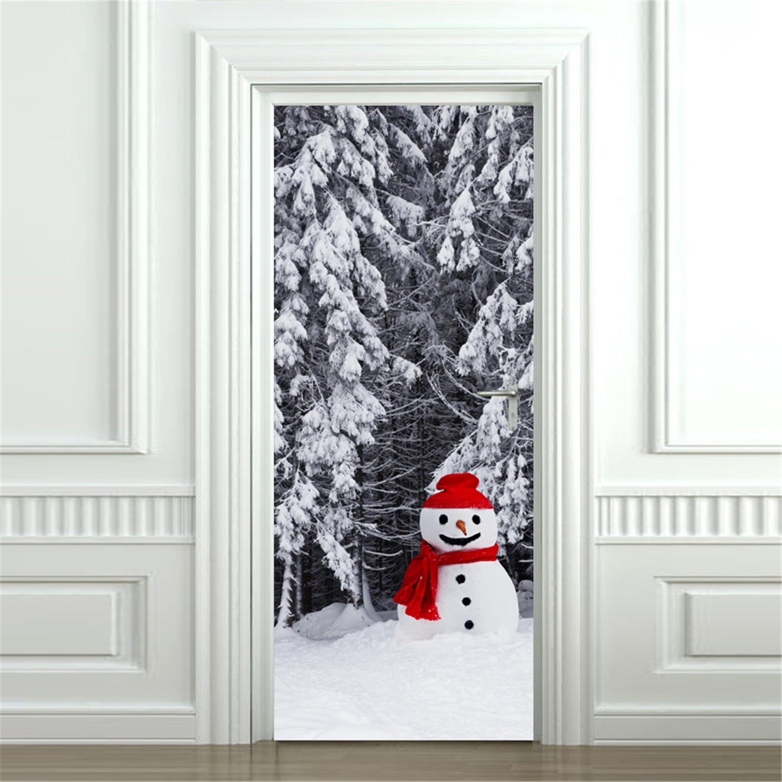 Avdolw Christmas Snowman 3D Door Sticker Removable Wallpaper for