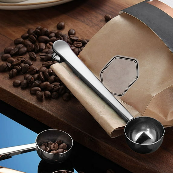 Avdolw Coffee Scoop,Stainless Steel Coffee Scoop Clip,Coffee Spoon Measuring,for Ground Coffee and Beans,Silver