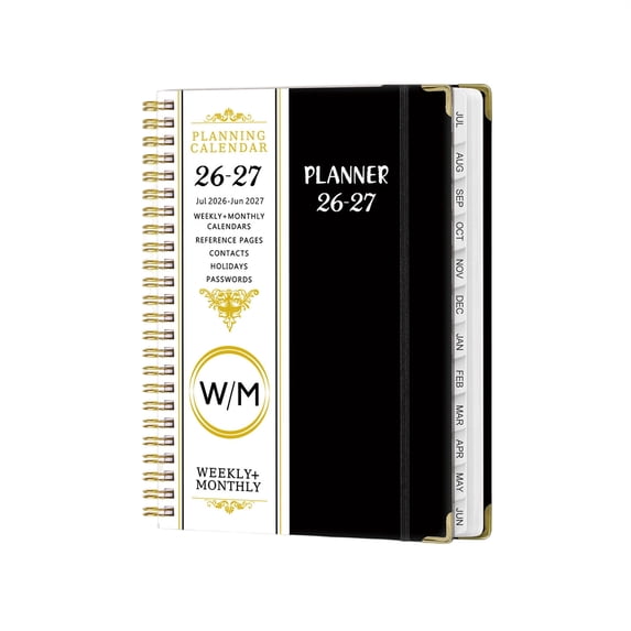 Avdolw Coil Bound Planning Notebook with Dividers - 2026 - 2027 Monthly Calendar for Efficient Organization, Inner Pocket for Navigation, Ideal for Professionals and Busy Adults,Black