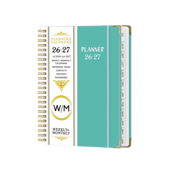 Avdolw Coil Bound Planning Notebook with Dividers - 2026 - 2027 Monthly Calendar for Efficient Organization, Inner Pocket for Navigation, Ideal for Professionals and Busy Adults,Light Blue