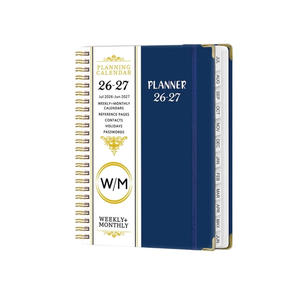 Avdolw Coil Bound Planning Notebook with Dividers - 2026 - 2027 Monthly Calendar for Efficient Organization, Inner Pocket for Navigation, Ideal for Professionals and Busy Adults,Blue