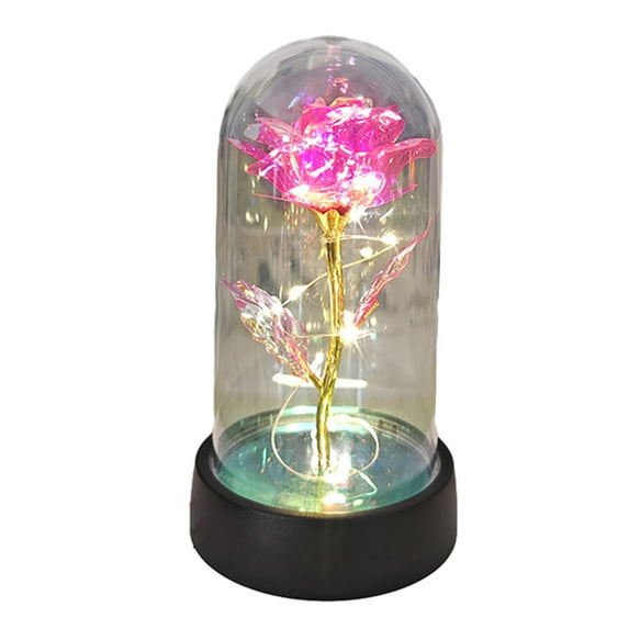 Avdolw Colorful Preserved Galaxy Rose Flower in Glass Dome with LED Light String - Unfading Valentine's Day Gift for Her, Perfect for Birthdays, Mother's Day, and Wedding Celebrations