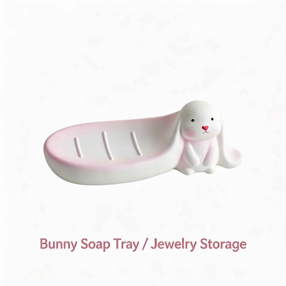 Avdolw Cute Bunny Soap Tray - Kawaii Shaped Soap Box for Bathroom Decor, Sturdy Plastic Design with Drainage Slits, Ideal for Keeping Bar Soap Dry, Perfect Housewarming Gift for Home Use,Multicolor