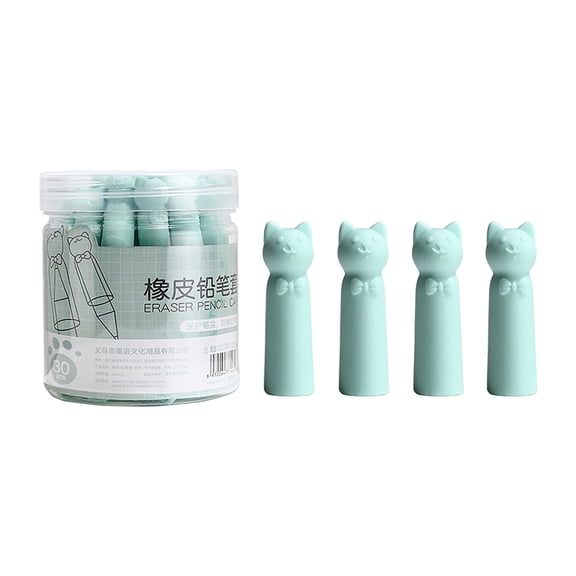 Avdolw Cute Cat Pencil Caps Silicone Pencil Grips & Erasers for Easy Handling Tip Protection Safe Rubber Material Improves Writing Feel Reduces Breakage Fits Multiple Pencil Shapes,Green