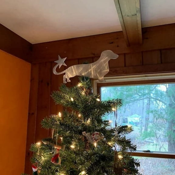 Avdolw Dachshund Dog Star Christmas Tree Topper - Adorable Iron Art Decoration for Doxie Lovers, 17x15cm