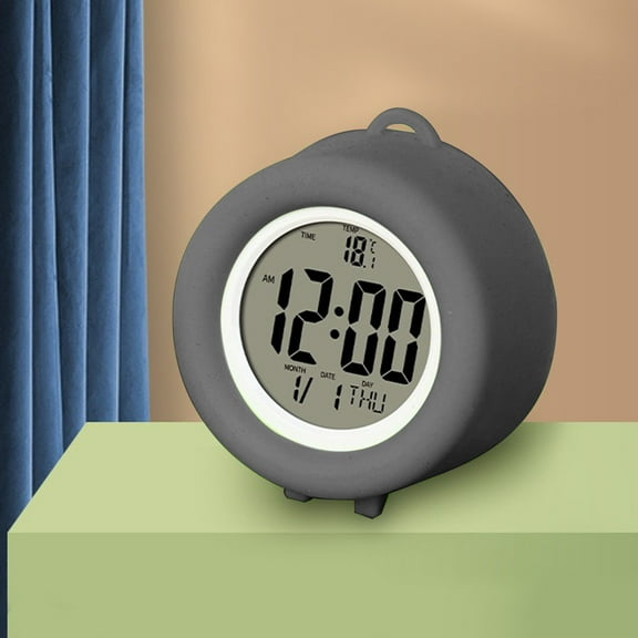 Avdolw Digital Electronic Clock LED Display, Stereo Digital Display with Snooze Alarm, 12/24H Switching, Countdown Timer, Battery Operated, Compact and Portable for Home, Office, Travel - Gray