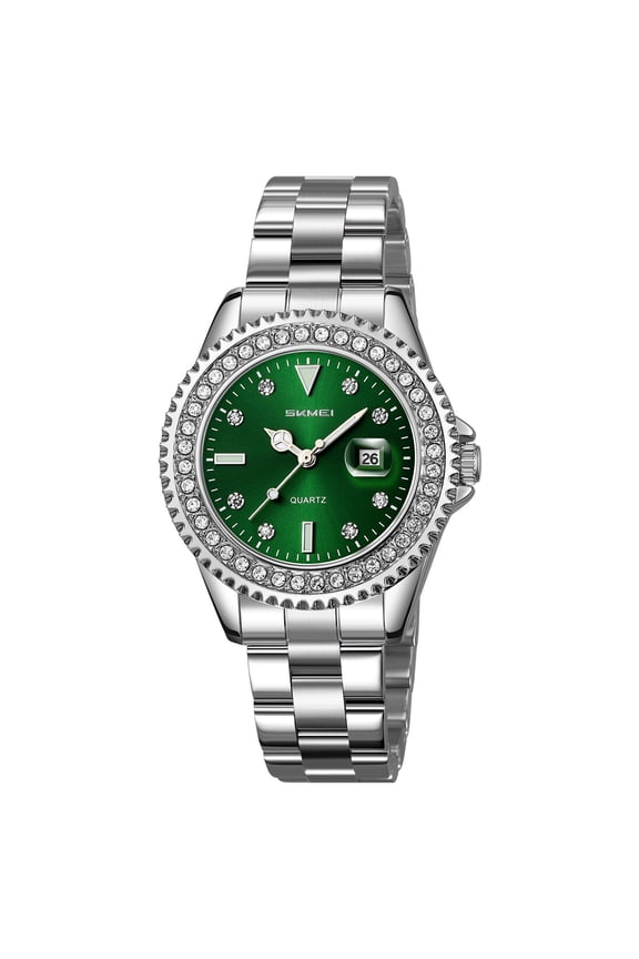 Fashion Waterproof Stainless Steel Quartz Wristwatch, High Precision Timing Casual Business Watch, Lightweight Durable Timepiece for Daily Office Work and Outdoor Activity Matching,Green