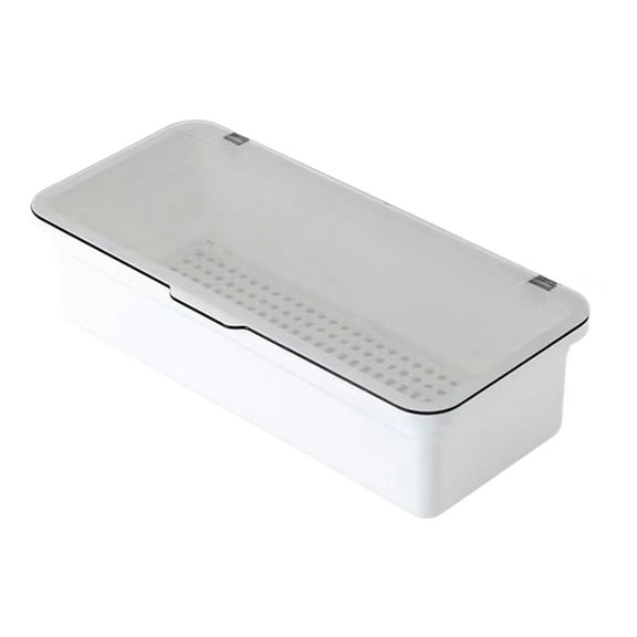 Avdolw Flip Lid Sootproof Chopsticks Organizer - Drainable Cutlery Storage Box for Kitchen - Multi - Purpose Utensil Holder with Ventilation Design - Polypropylene Material,White