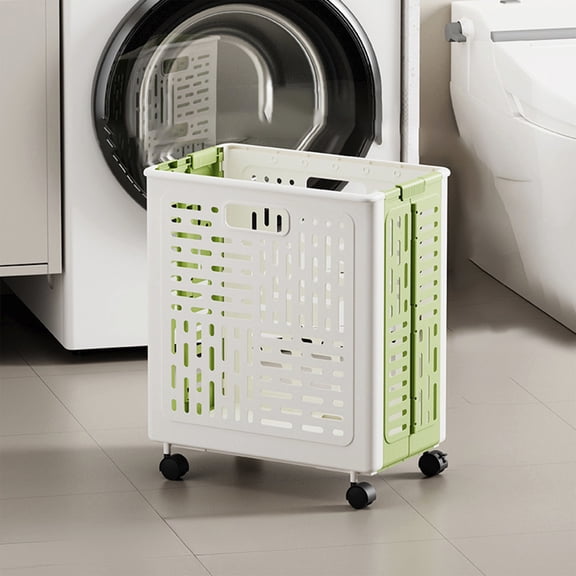 Avdolw Foldable Laundry Basket with Wheels, Portable Storage Hamper for Clothes, Toys, and Sundries, Easy to Clean, Durable Design