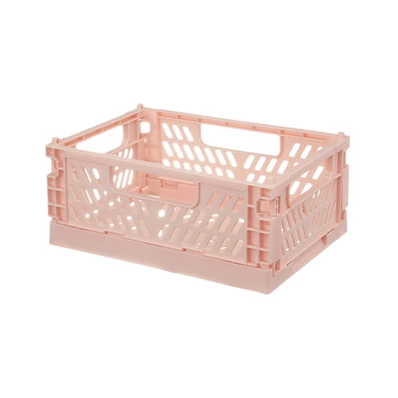 Avdolw Folding Storage Basket - Multifunctional Office and Home Organizer, Plastic Material, Space Saving Design for Toiletries and Small Items,Pink