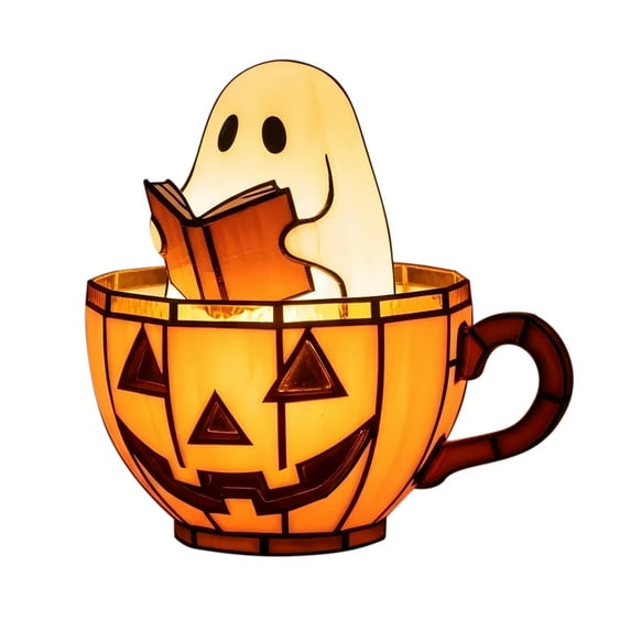 Avdolw Ghost Reading Book Lamp - Cute LED Night Light for Halloween Home Decor, Soft Color-Changing, Portable & Battery Operated