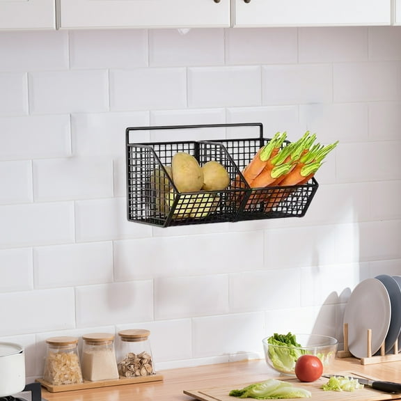 Avdolw Ginger Garlic Storage Box - Wall Mounted Kitchen Rack, Punch-Free Organizer, Efficient Sundries Basket for Seasonings