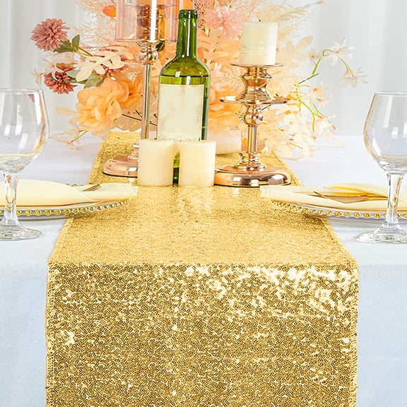 Avdolw Glitter Wedding Table Flag - 12x71 Inch, Nylon, Shiny Decorative Effect