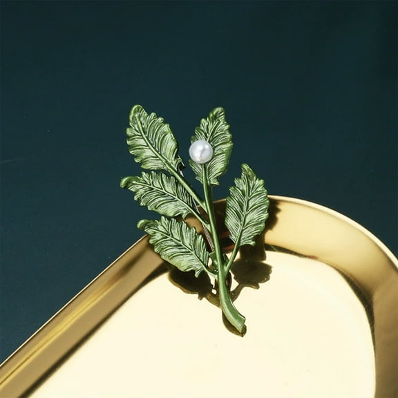 Avdolw Green Flower Pearl Brooch - 2-in-1 Pendant, Alloy Pin for Mother's Day, Holiday Gift, Suit Corsage Decoration (4 Styles)