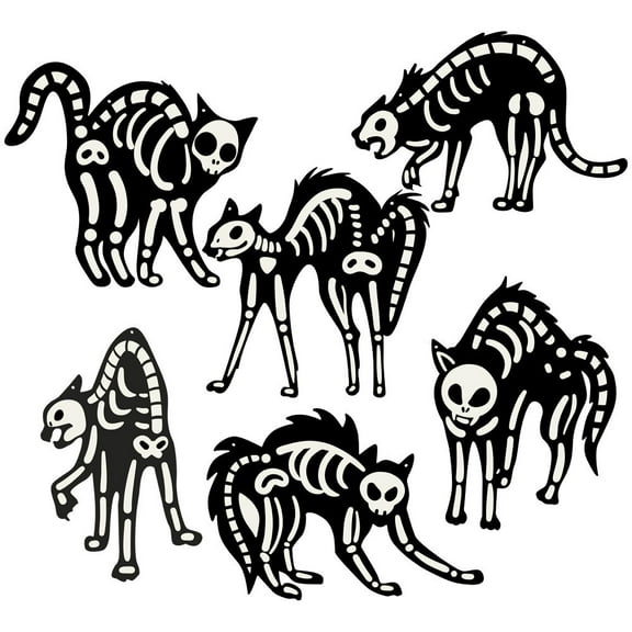 Avdolw Halloween Outdoor Decoration - Glow-in-the-Dark Skeleton Cats for Spooky Courtyard Atmosphere