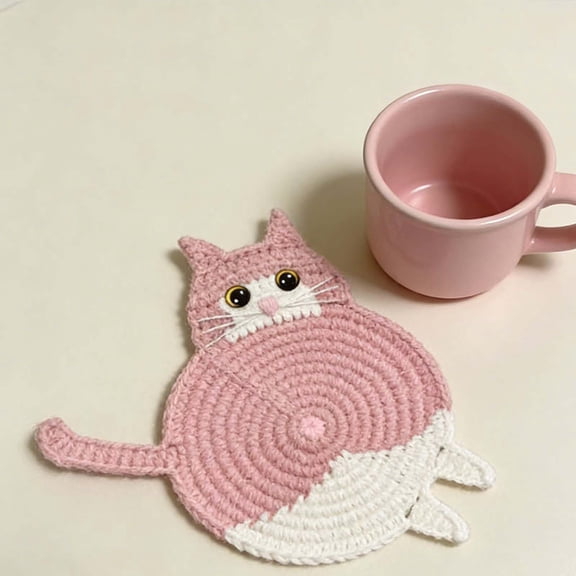Avdolw Handmade Crochet Coasters - Cute Absorbent Drink Mats for Home Kitchen Decor, Soft Yarn, Reusable, Fun Gift for Moms and Dads, Versatile for Coffee, Tea, Beer, and Cocktails,Multicolor B