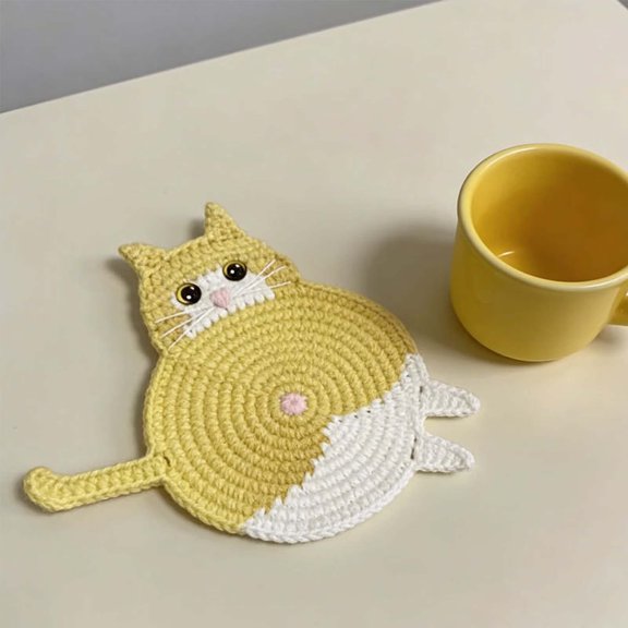 Avdolw Handmade Crochet Coasters - Cute Absorbent Drink Mats for Home Kitchen Decor, Soft Yarn, Reusable, Fun Gift for Moms and Dads, Versatile for Coffee, Tea, Beer, and Cocktails,Multicolor C