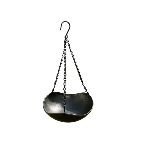 Avdolw Hanging Bird Bath and Feeder for Outdoor Garden Decor Durable Resin Material Bird Friendly Design with Sturdy Metal Chain Hook Attracts Small to Medium Birds,Black
