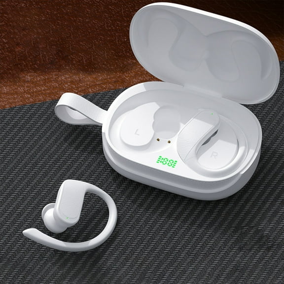 Avdolw High-End Leather Design Bluetooth Earphones M-28, Twin Stereo, IP53 Waterproof, Low Latency Gaming, HiFi Sound, 36H Playtime with Charging Case, Noise Reduction - White