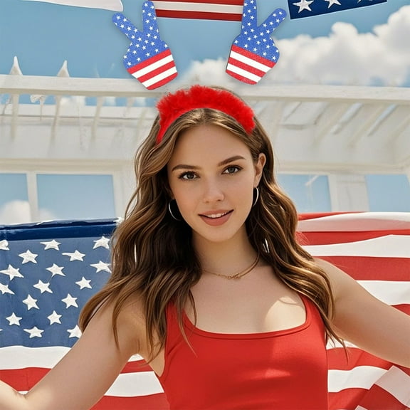 Avdolw Independence Day Colour Stripe Flag Hair Bands - Party Decorations Headbands (Plastic, Multicolor)