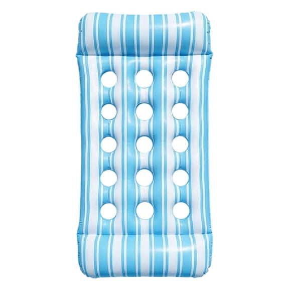 Avdolw Inflatable Floating Bed with Headrest Adult Pool Lounger for Tanning Relaxation Durable PVC Construction Portable Air Mattress for Swimming Beach Outdoor Water Activities,Blue