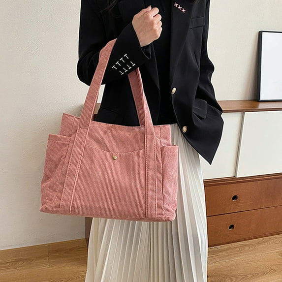 Avdolw Large Capacity Women's Canvas Tote Bag, Shoulder Bag with Zipper, Multi-Pocket Handbag for Work, Travel, and Daily Use