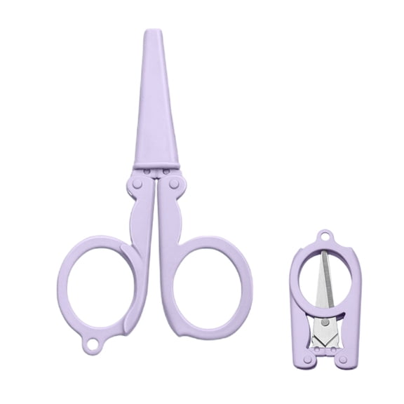 Avdolw Mini Portable Travel Scissors - Folding Stainless Steel Scissors, Compact Design for Easy Carrying, Multifunctional Use for Office, Crafting, and Travel,Purple