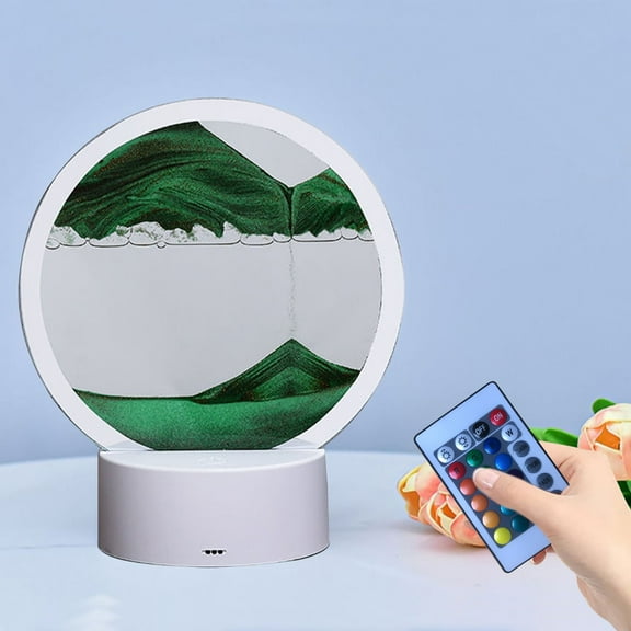 Avdolw Moving Sand Art Liquid Motion, With Light (Touch Control), Round Glass Quicksand Painting, 3D Flow Sand Art Picture - Relaxing Sensory Desktops Decoration for Home & Office
