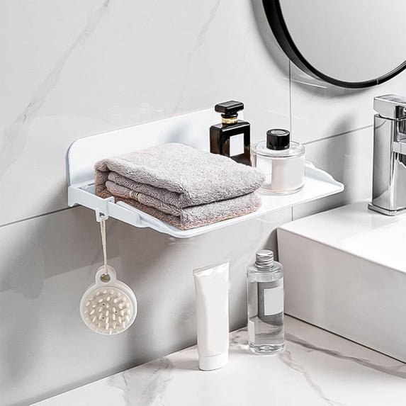 Avdolw Nail-Free Retractable Wall Shelf - Adhesive Storage for Kitchen & Bathroom, No-Punch Installation