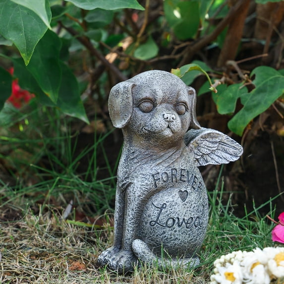 Avdolw Pet Memorial Resin Tombstone Ornament for Home Garden Patio - Cats & Dogs Tribute (Gray, 14x10.5x4.5cm)