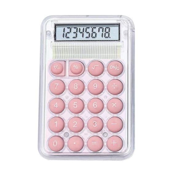 Avdolw Portable Cute Transparent 8-Digit Standard Function Calculator for Students - Mini Size with Big Candy Color Buttons (1x Pocket-Sized Electronic Calculator)