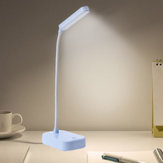 Avdolw Portable Folding Desk Lamp with USB Rechargeable LED, Eye-Care Night Light for Students, Small Battery Operated Study Lamp, Adjustable Brightness, Light Blue