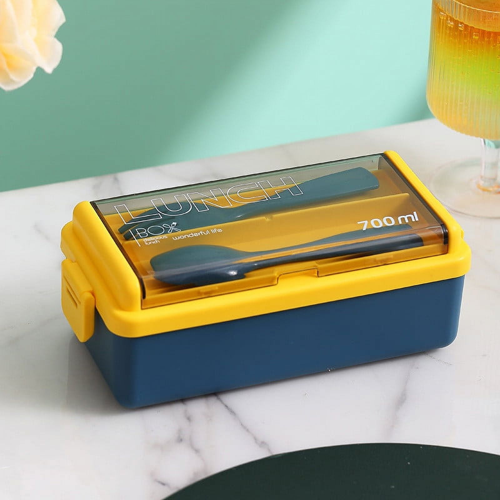 Avdolw Portable TwoLayer Lunch Box with BuiltIn Cutlery Tray and
